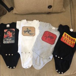 4 -0-3m onesies.  Handmade by Cowkidclothing.